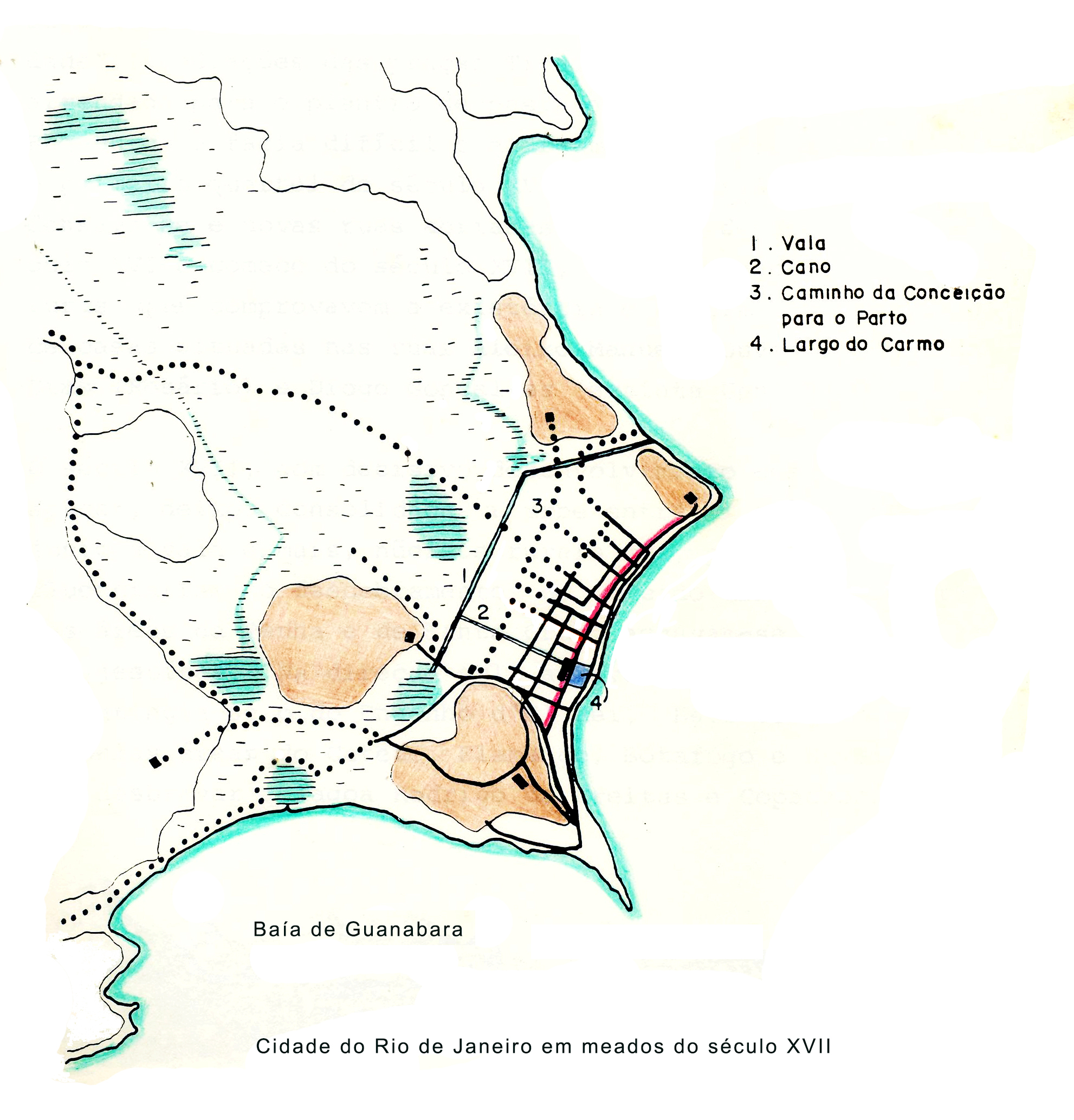 (2) Cidade do Rio de Janeiro em meados do século XVII. RF Pereira. Acervo particular 