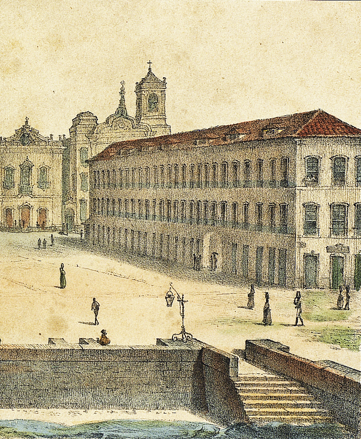 (1) Vue de la Place du Palais à Rio de Janeiro<br> Jean-Baptiste Debret. Acervo da Fundação Biblioteca Nacional - Brasil