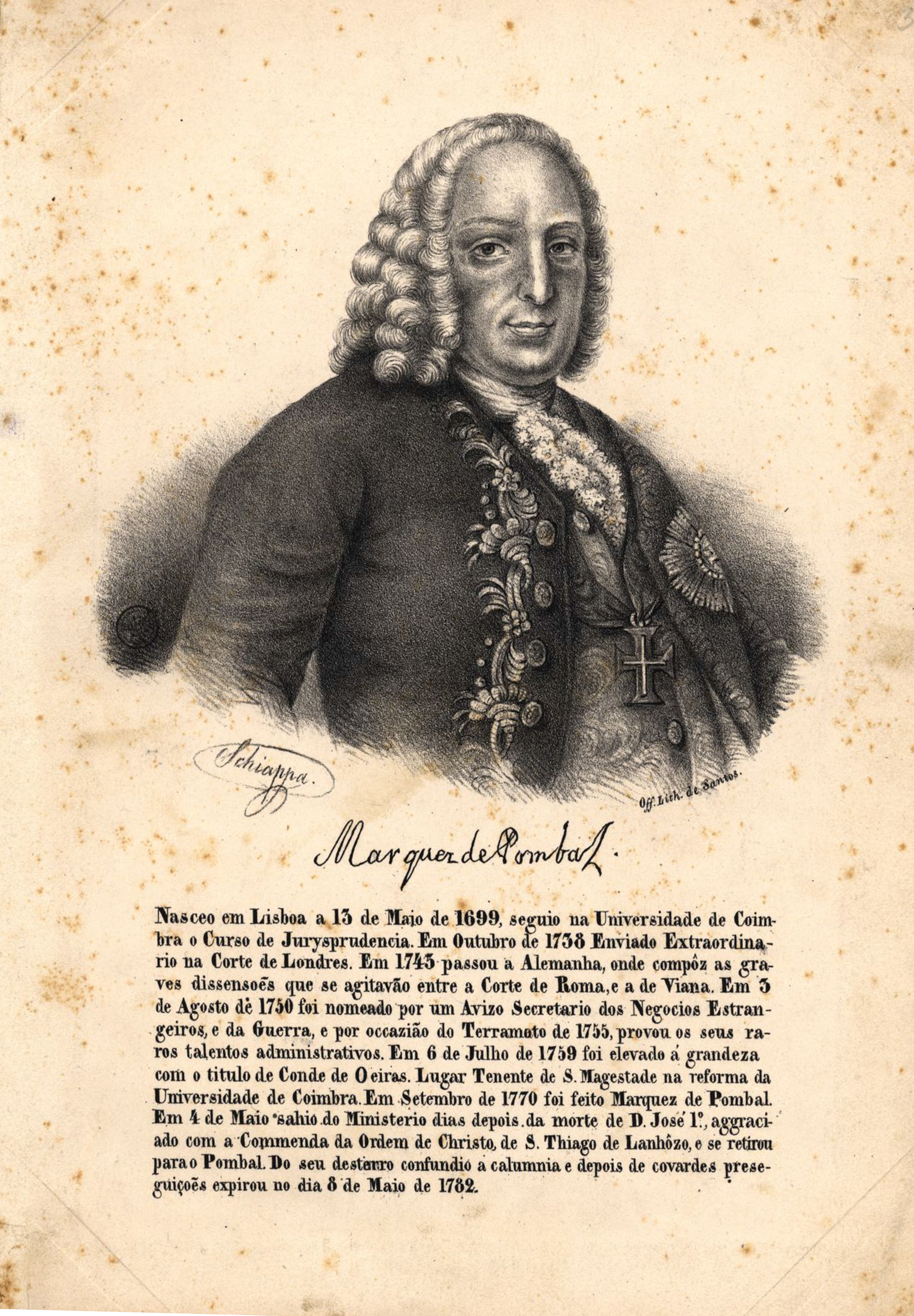 (1) Marquês de Pombal. Antônio Onofre Schiappa Pietra<br> Acervo da Biblioteca Nacional de Portugal