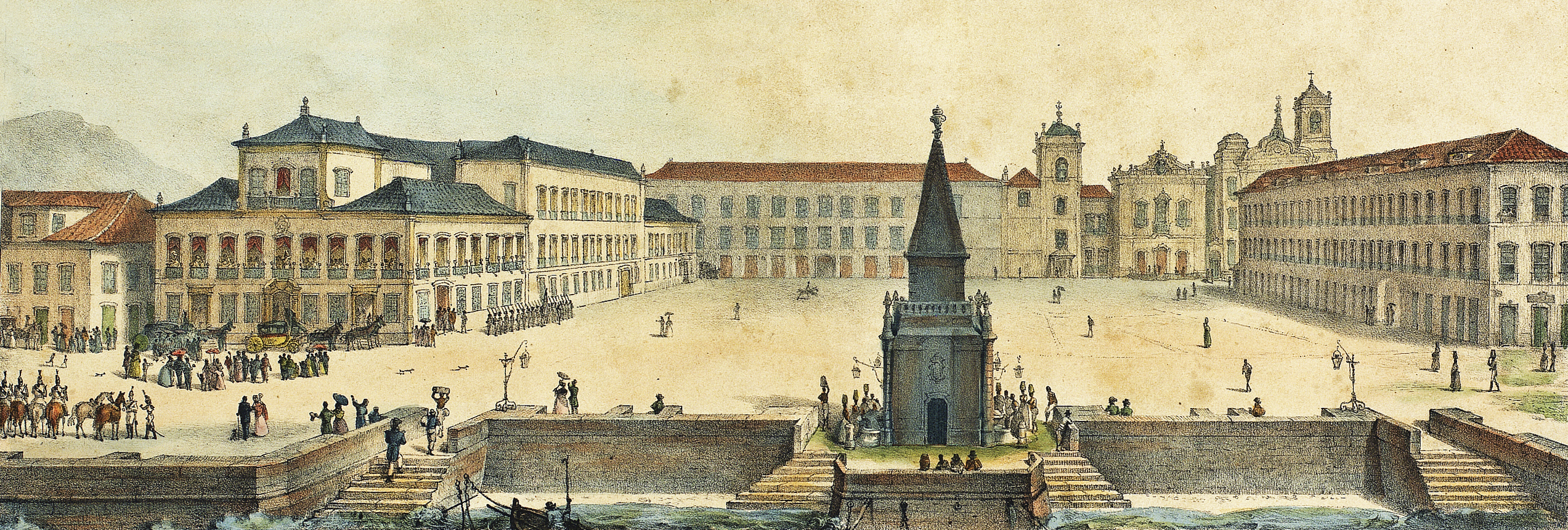 (1) Vue de la Place du Palais, à Rio de Janeiro<br> Jean-Baptiste Debret. Acervo da Fundação Biblioteca Nacional - Brasil