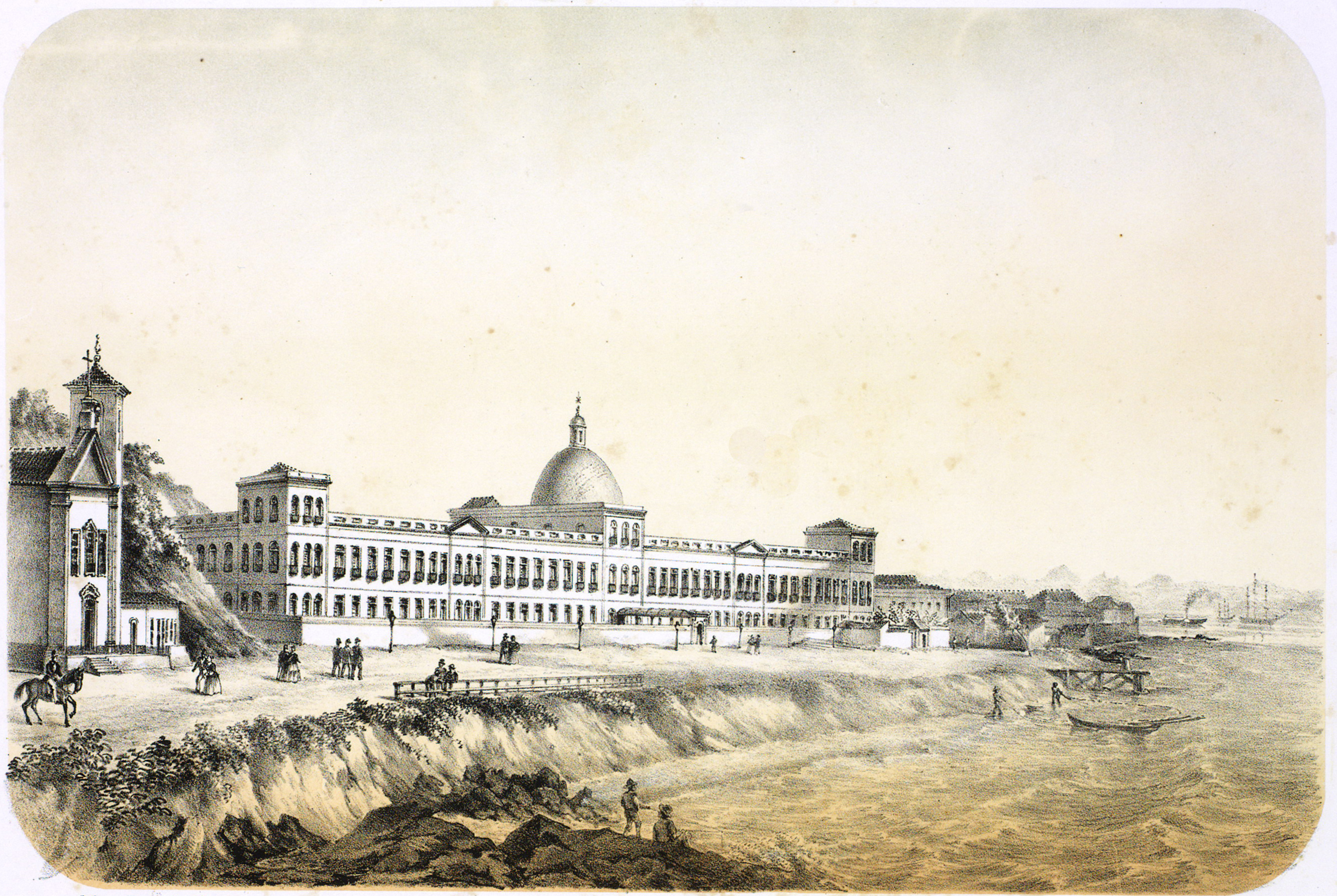 (1) Hospital da Santa Casa de Misericórdia. Praia de Santa Luzia. Pieter Godfred Bertichem. Acervo da Fundação Biblioteca Nacional – Brasil