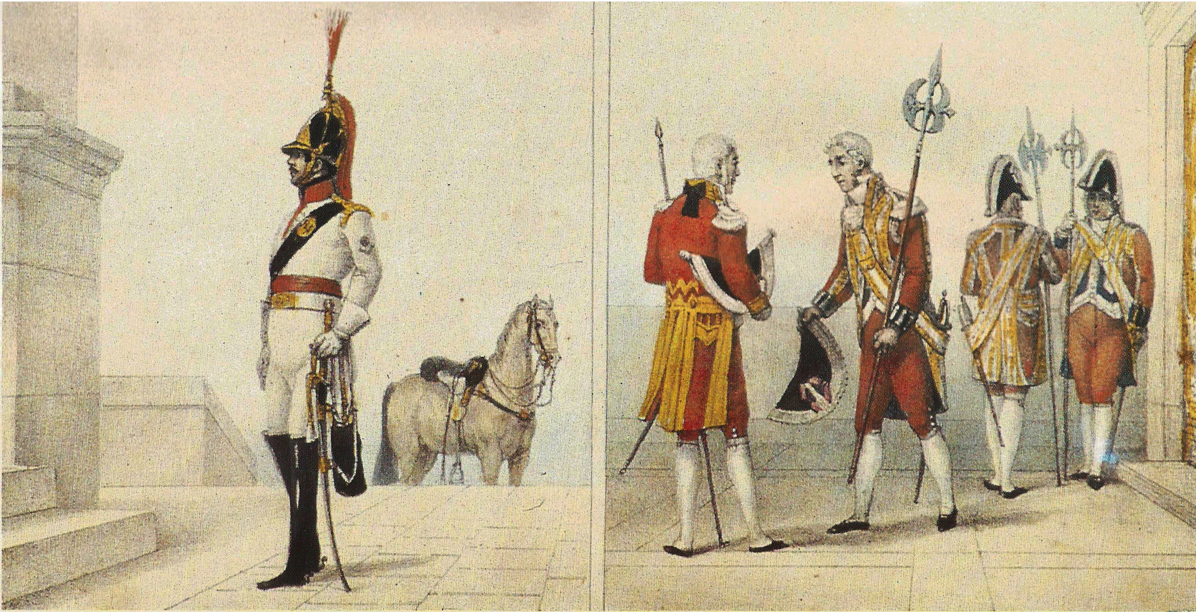 (1) Costumes des archers. Jean-Baptiste Debret. Acervo da Fundação Biblioteca Nacional - Brasil 