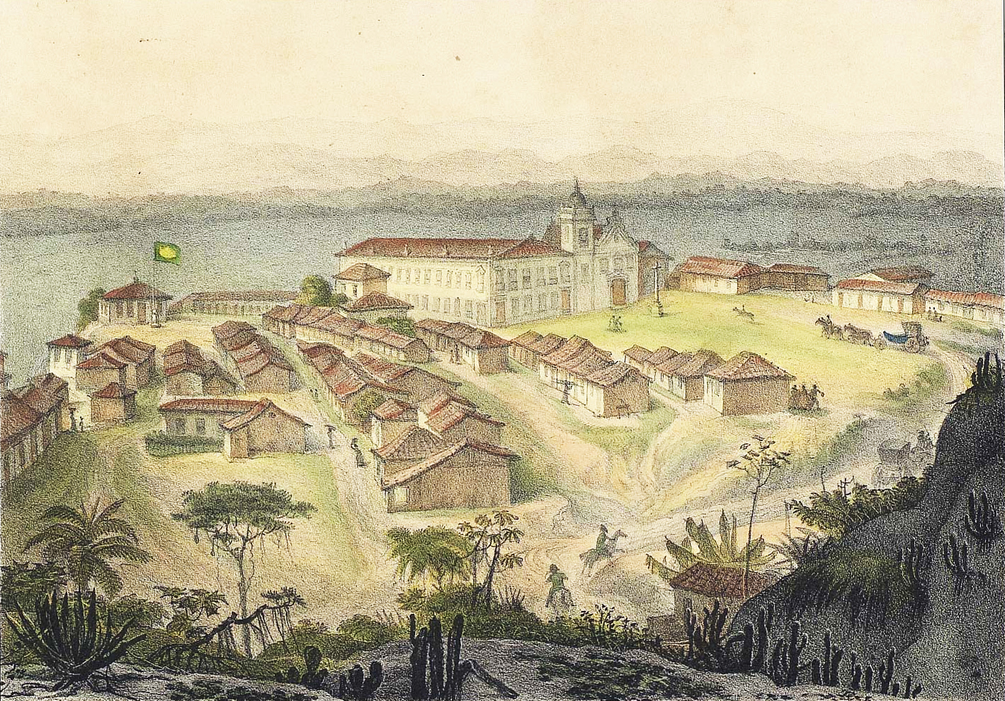 (1) Vue du chateau impérial de Sta. Crux. Jean-Baptiste Debret. Acervo da Fundação Biblioteca Nacional - Brasil