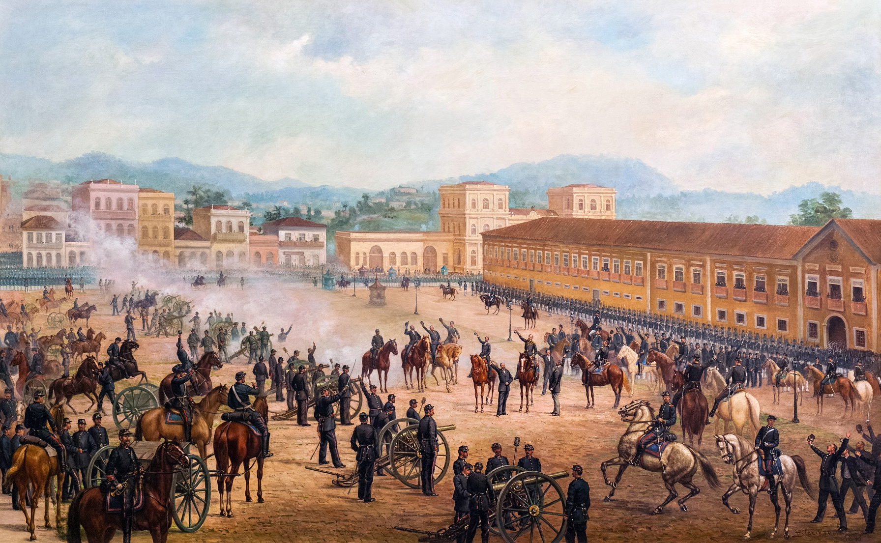 (1) Proclamação da República, que se deu em frente ao quartel... Benedito Calixto. Acervo da Pinacoteca Municipal de São Paulo