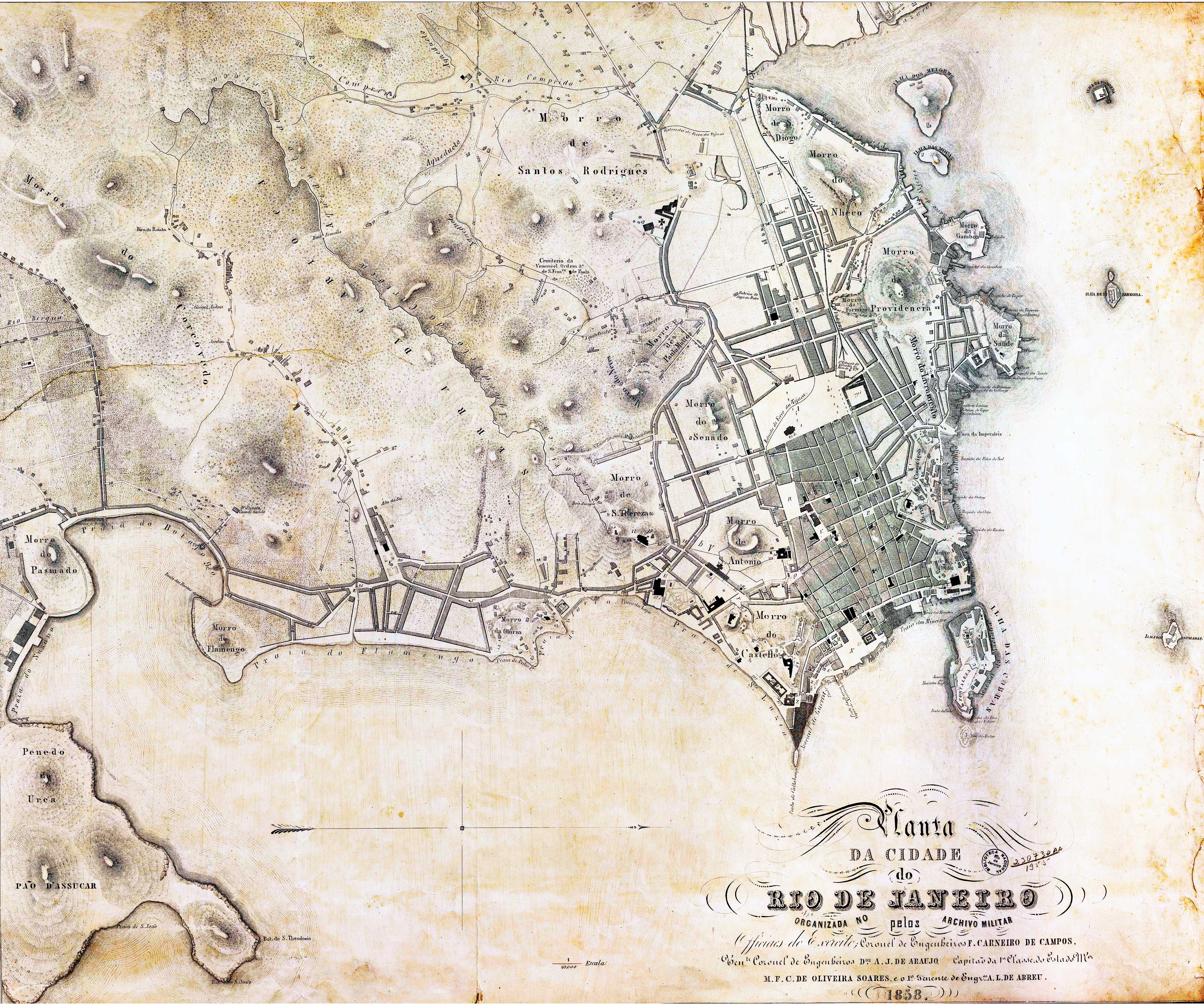 (1) Planta da Cidade do Rio de Janeiro organizada no Archivo Militar... <br> Acervo da Fundação Biblioteca Nacional - Brasil