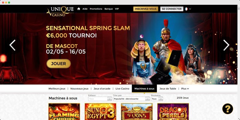 Gagnez avec Win Unique Casino Online pour les Francophones à France